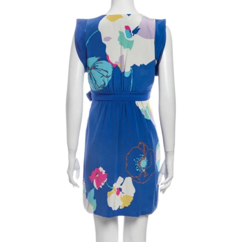 Tibi Abstract Floral Silk Mini Wrap Dress Cream White 4 - Picture 10 of 11